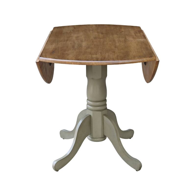 Round Pedestal Base Solid Wood 42-inch Drop-leaf Dining Table