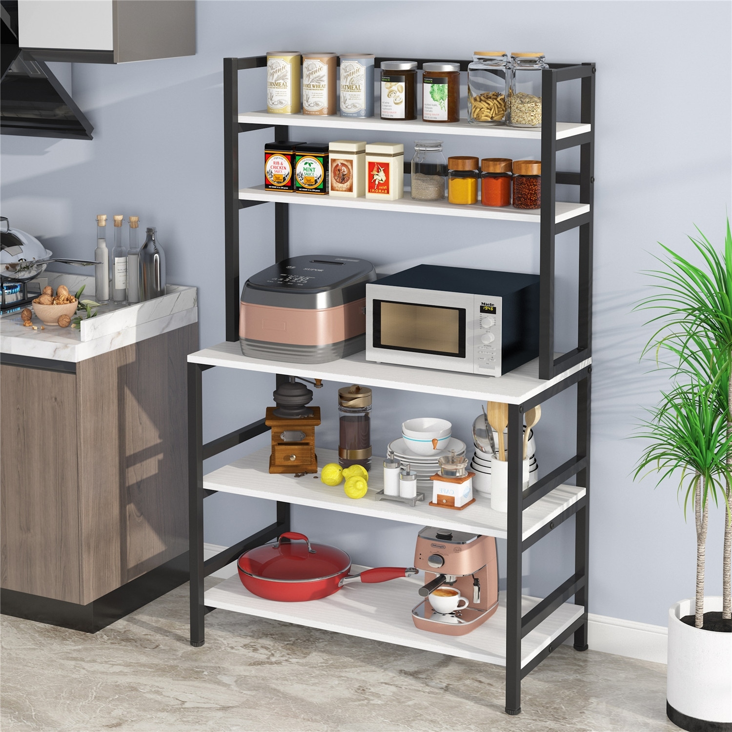 Kitchen Bakers Rack with Storage, 43 inch Microwave Stand 5-Tier Kitchen  Utility Storage Shelf - On Sale - Bed Bath & Beyond - 35464010