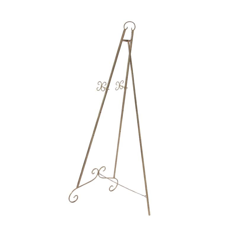 Metal Scroll Large Adjustable 3 Tier Display Easel with Chain Support - Gold, Gray or Silver - Roche River Decor