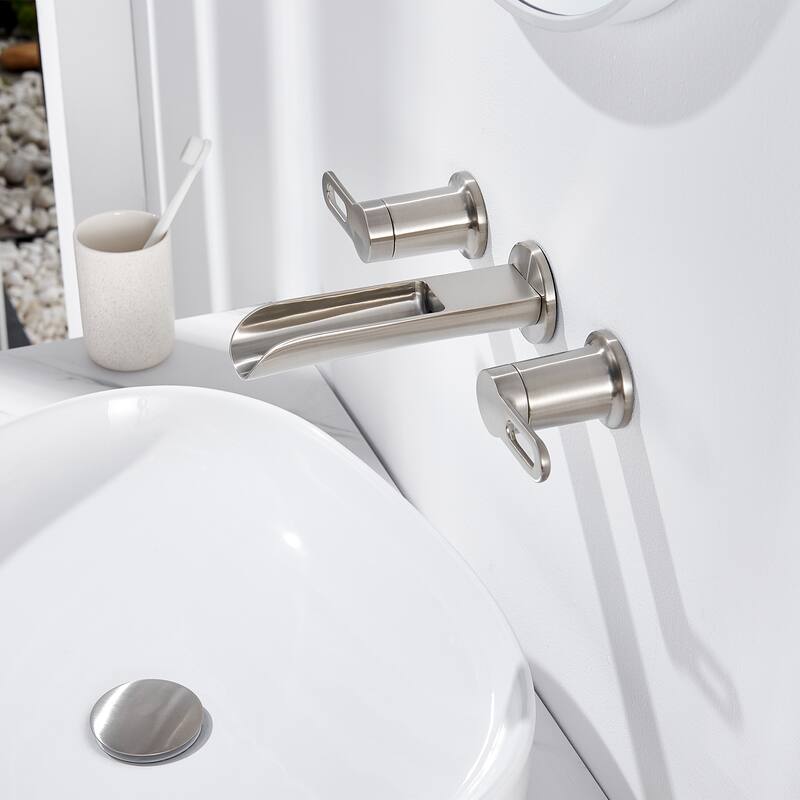 Luxier Vivid Fall 2-Handle Wall Mounted Bathroom Faucet with Valve