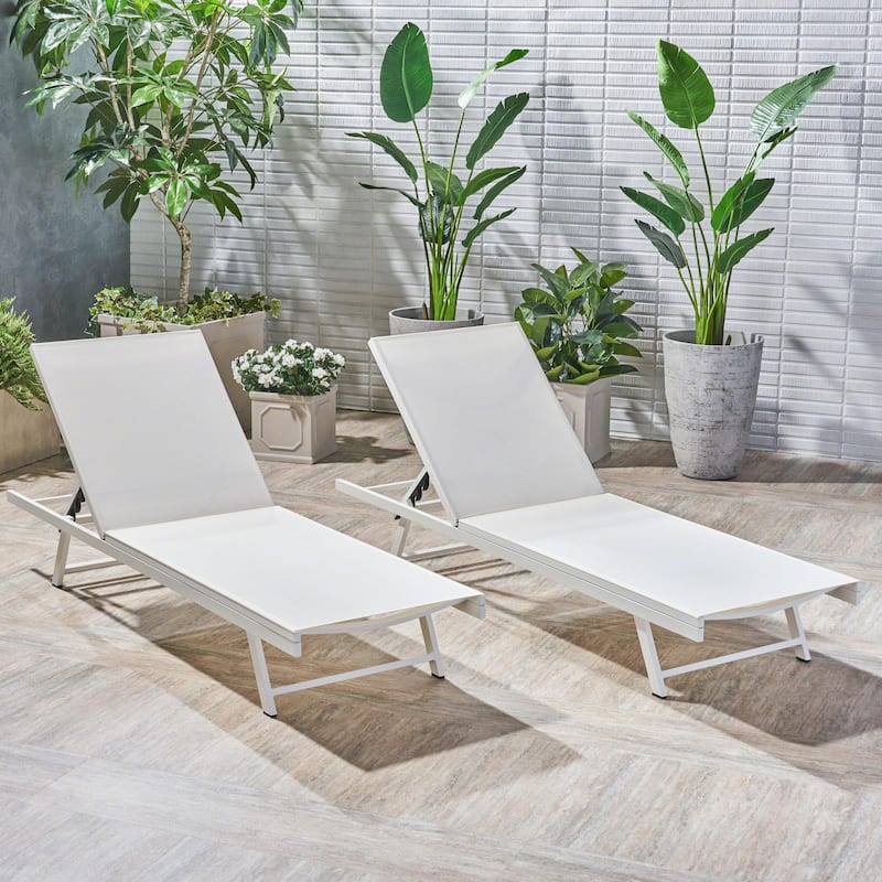 Outdoor aluminum frame mesh chaise lounge chair