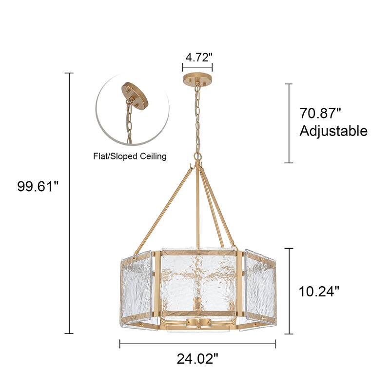 Black/Gold Glass Drum Chandeliers for Dining Room Living Room Entryway - W24.02"