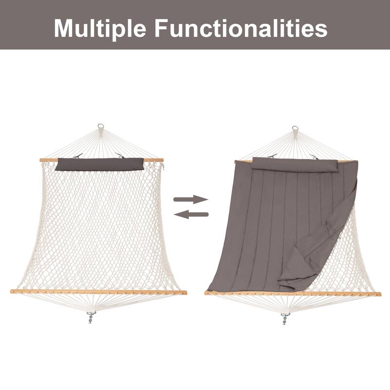 Outdoor Rope Hammock with Polyester Pad, 475 lbs Capacity