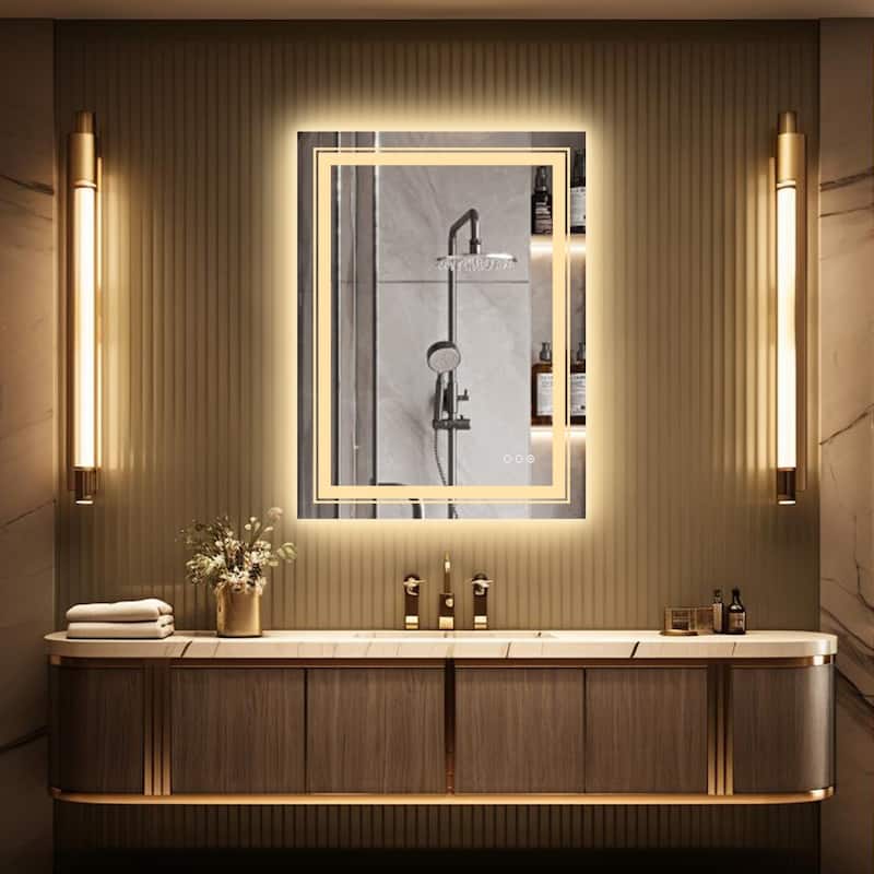 Rectangular Frameless LED Wall Bathroom Vanity Mirror Vertical and Horizontal Hang - 24 in.W x 32 in.H