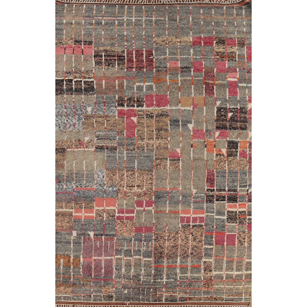 Plush Moroccan Large Area Rug Handmade Wool Carpet - 9'7" x 14'9"