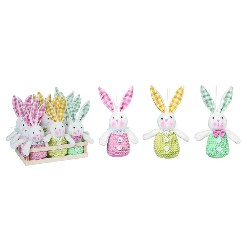 Transpac Polyester 9.5 in. Multicolor Easter Plush Sweet Bunnies In Crate Set of 12