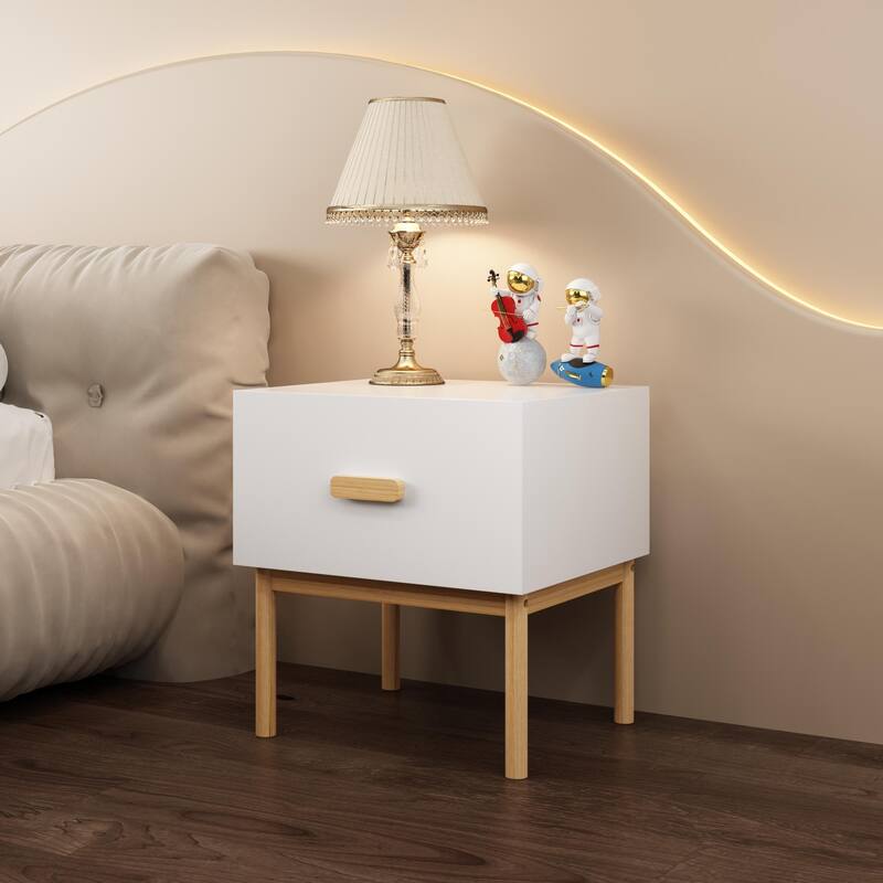 Modern Nightstand with Drawer, Minimalist Bedside Table
