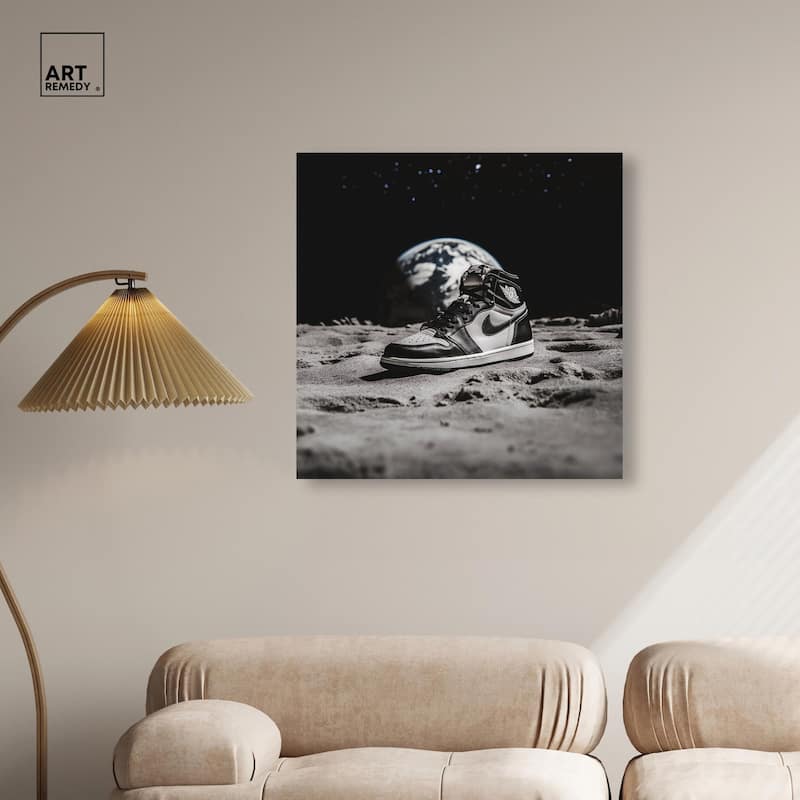Moon Kicks Canvas by Art Remedy, Gallery Wrapped