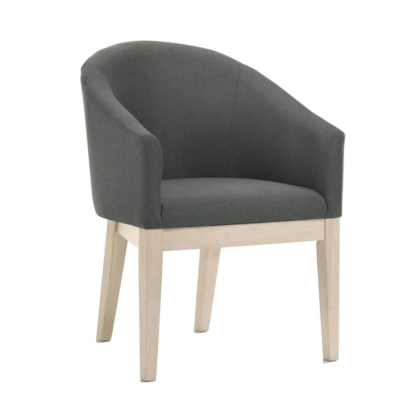 23 Inch Set of 2 Wood Accent Chairs, Padded Curved Back and Seats, Gray