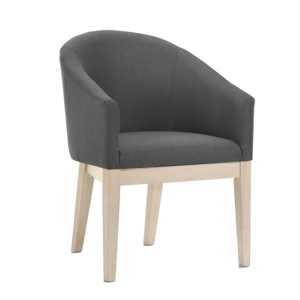 23 Inch Set of 2 Wood Accent Chairs, Padded Curved Back and Seats, Gray