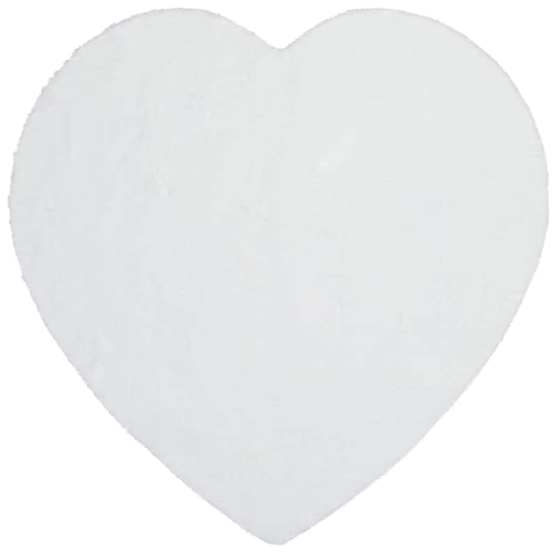 Well Woven Opal Crest Plush Glam Modern Area Rug - 5'2" Heart - White - Novelty