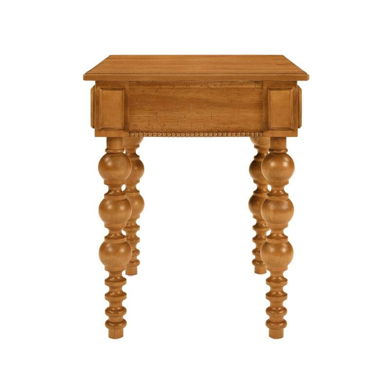 Retro 24" Solid Wood End Table with Drawer Easy Assembly Vintage Narrow Sofa Side Table for Living Room