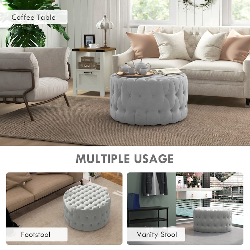 Velvet Foam Padding Ottoman Bench with Button Tufted Design Ideal use as Coffee Table or Shoe Stool