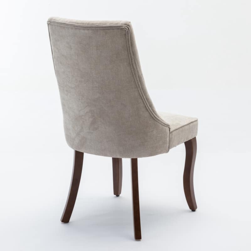 Dinner Chair Comfy Fabric Upholstered Accent Chair for Dining Room with Curved Solid Wood Legs,Set of 2