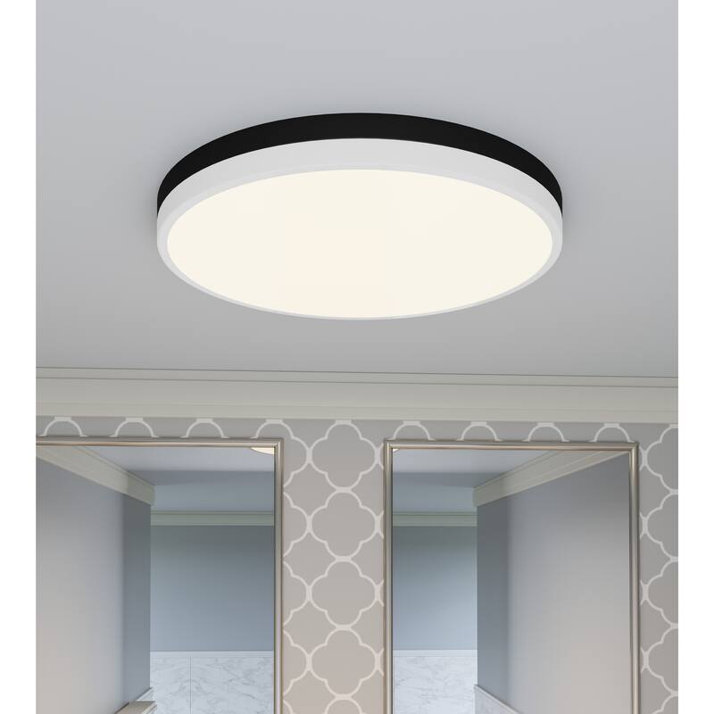 Weldin Integrated LED Matte Black White Flush Mount - Matte Black