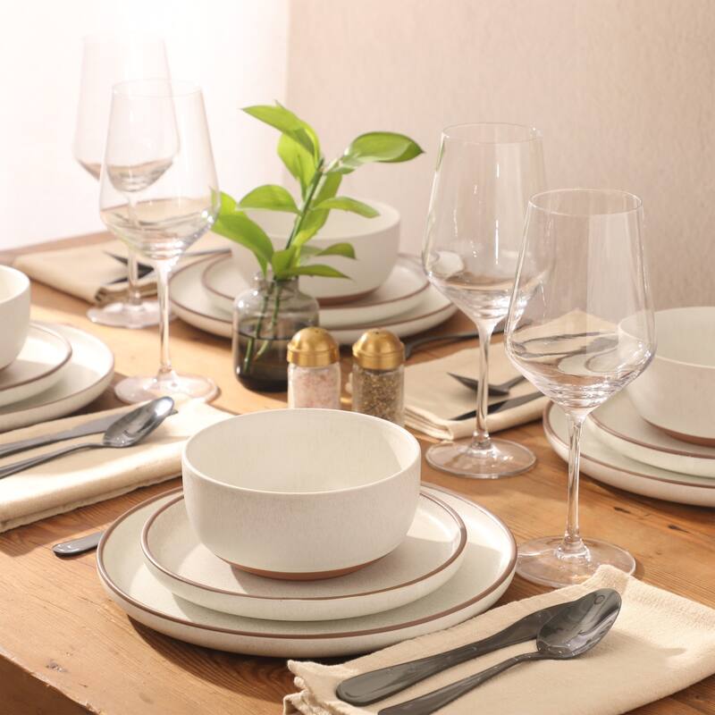 Gibson Elite Abbey Circle 12 Piece (Service for 4) Reactive Matte Glaze Dishes Stoneware Ceramic Dinnerware Set