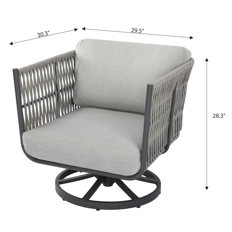 Elementi Milano Outdoor Aluminum Swivel Chair with Sunbrella® Cushions