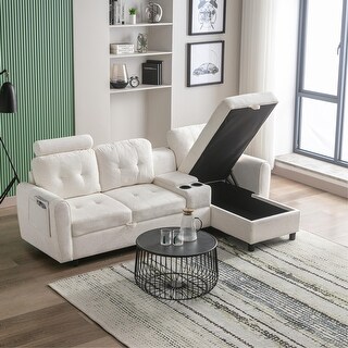 L-Shaped Sectional Sofa with Pull Out Bed and Storage Chaise - Bed Bath ...