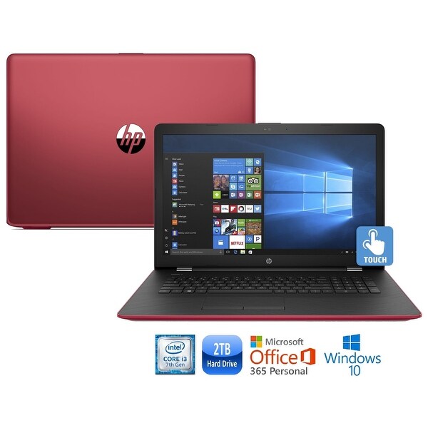 HP 15-bs009cy Core i3-7100 2TB HDD 15.6" HD Touch Screen Laptop with Office 365 - Red