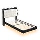 preview thumbnail 25 of 55, Upholstered Platform Bed Frame with LED Light Bar and USB