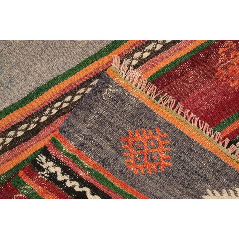 Hand Woven Oriental 100% Wool Carpet Southwestern Tribal Multi-Colored Kilim Area Rug - 8' 4'' X 5' 4''