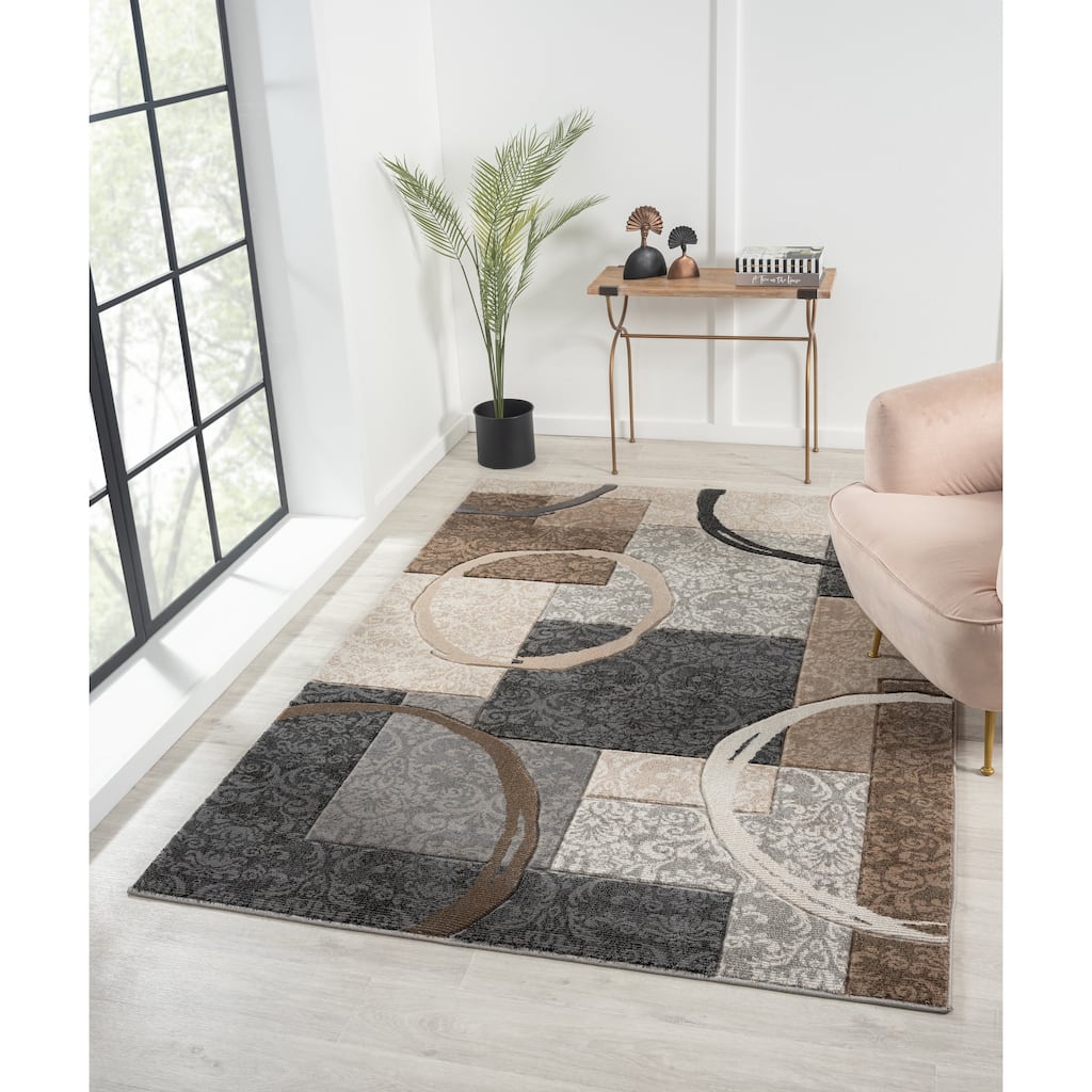 Alexia Collection Geometric Beige/Gray Indoor Modern Area Rug