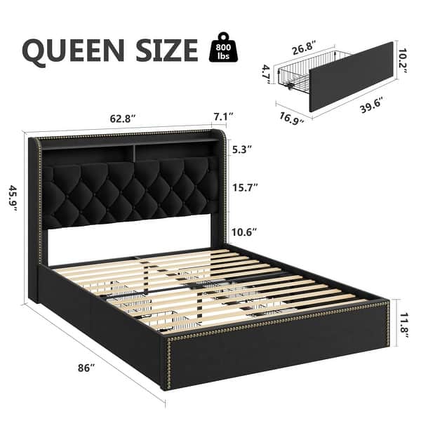Velvet Bed Frame with 4 Storage Drawers - Bed Bath & Beyond - 43066585