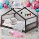 preview thumbnail 2 of 6, Solid Wood Full Size House Bed Wood Bed Kids Bed
