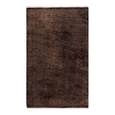 Overton Hand Knotted Wool Vintage Inspired Modern Contemporary Overdyed Brown Area Rug - 3' 1" x 4' 10"