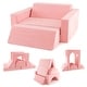 preview thumbnail 1 of 4, 8PCS Kids Modular Play Sofa Convertible Toddler Couch Pink/Grey Pink