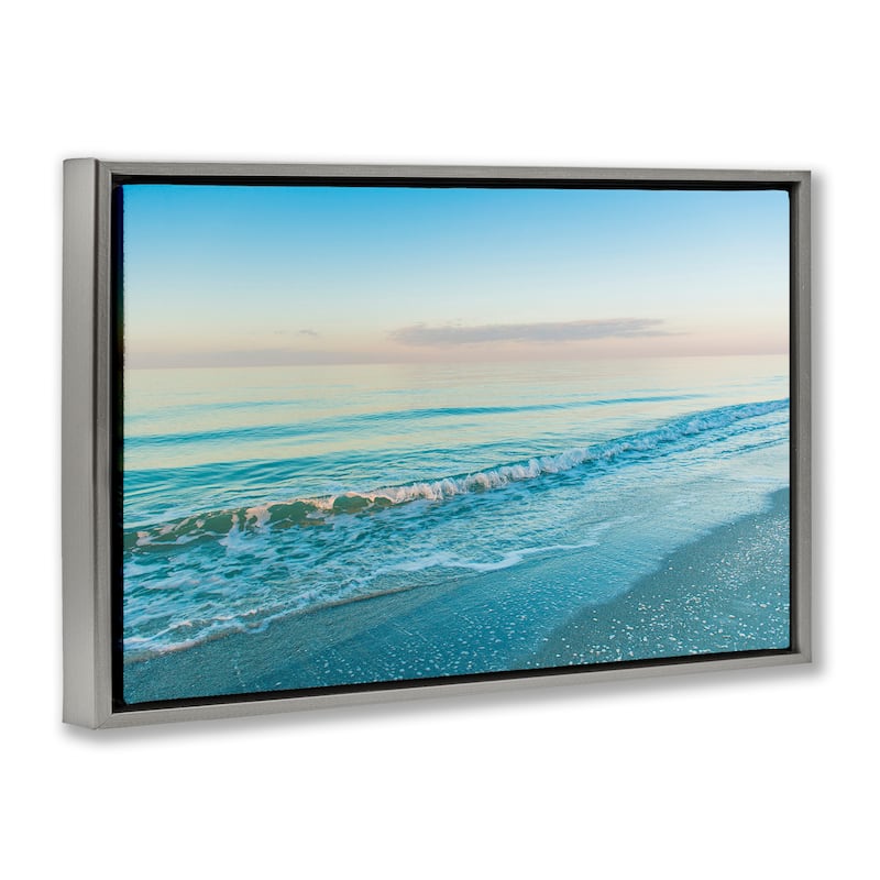 Stupell Serene Waves at Sunrise Framed Floater Canvas Wall Art Design By Mary Lou Johnson