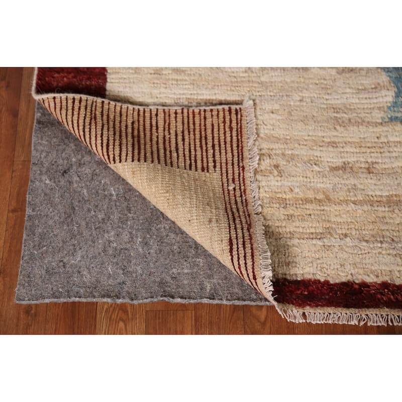 Moroccan Oriental Large Rug Handmade Modern Beige Wool Carpet - 9'11" x 13'8"