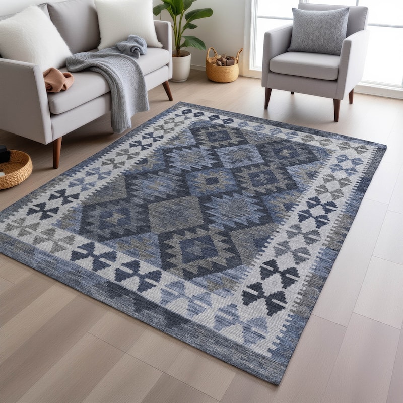 Machine Washable Indoor/ Outdoor Boho Global Chantille Rug