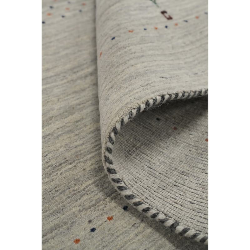 Hand Knotted Oriental 100% Wool Carpet Tribal Animal Pictorial Greys & Charcoal Gabbeh Area Rug - 7' 9'' X 5' 1''