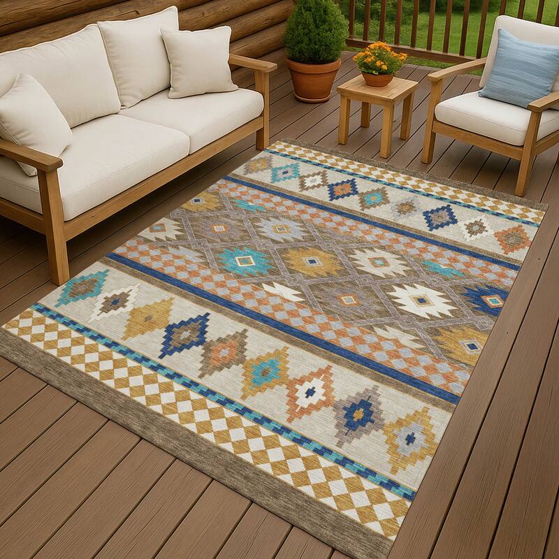 Machine Washable Indoor/ Outdoor Global Clemente Chantille Rug