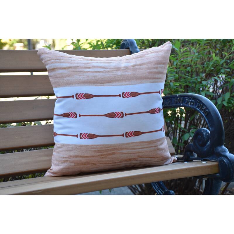 18 x 18 Inch Oar Stripe Center Stripe Print Outdoor Pillow