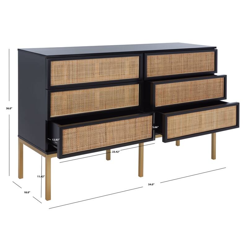 SAFAVIEH Audrey 6 Drawer Rattan Dresser