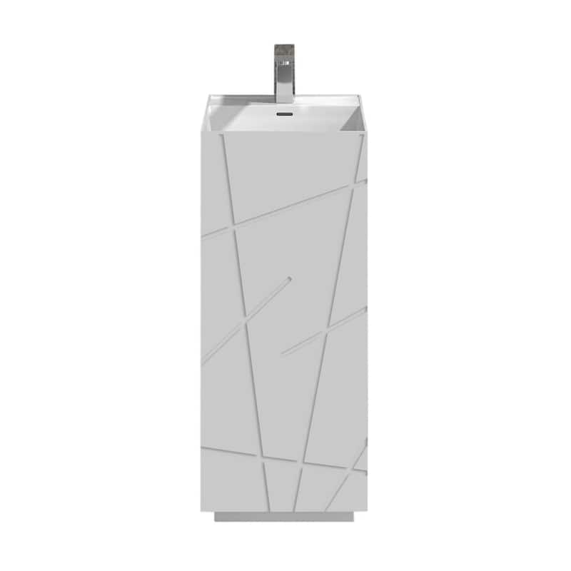 Springhill Collection Pedestal, Elegant Square Shaped Pedestal Sink, Centerset Faucet Hole, Solid Surface