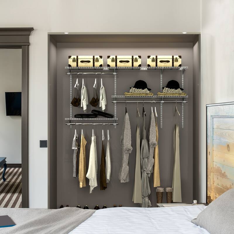 3 to 5 FT Closet Organizer System Kit Wall Mounted Storage Organizer