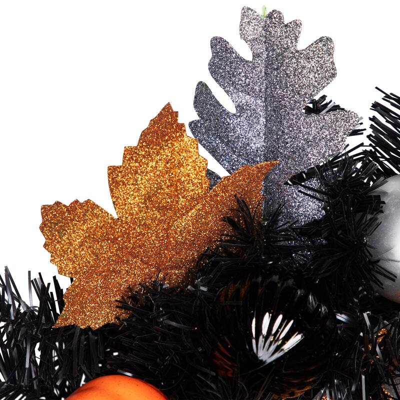Glittered Haunted House Artificial Halloween Wreath - 24" - Unlit