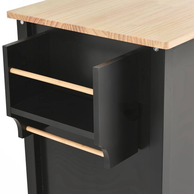 Kitchen Island Cart with Solid Wood Top and Locking Wheels
