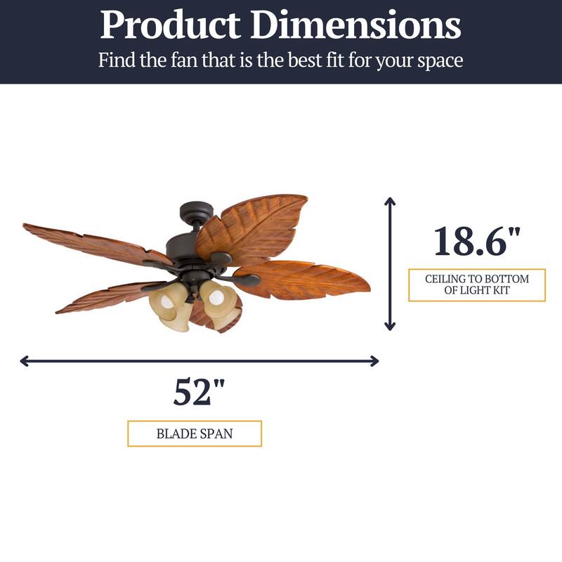 52" Prominence Home Bali Breeze Bronze Tropical LED Ceiling Fan with Light and Remote