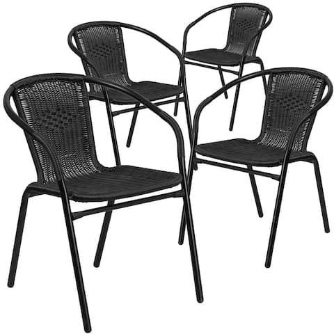 4 Pack Rattan Indoor-Outdoor Restaurant Stack Chair