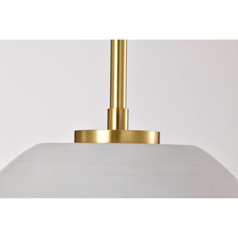 Collins 14 Inch Pendant with White Ceramic - Brushed Brass
