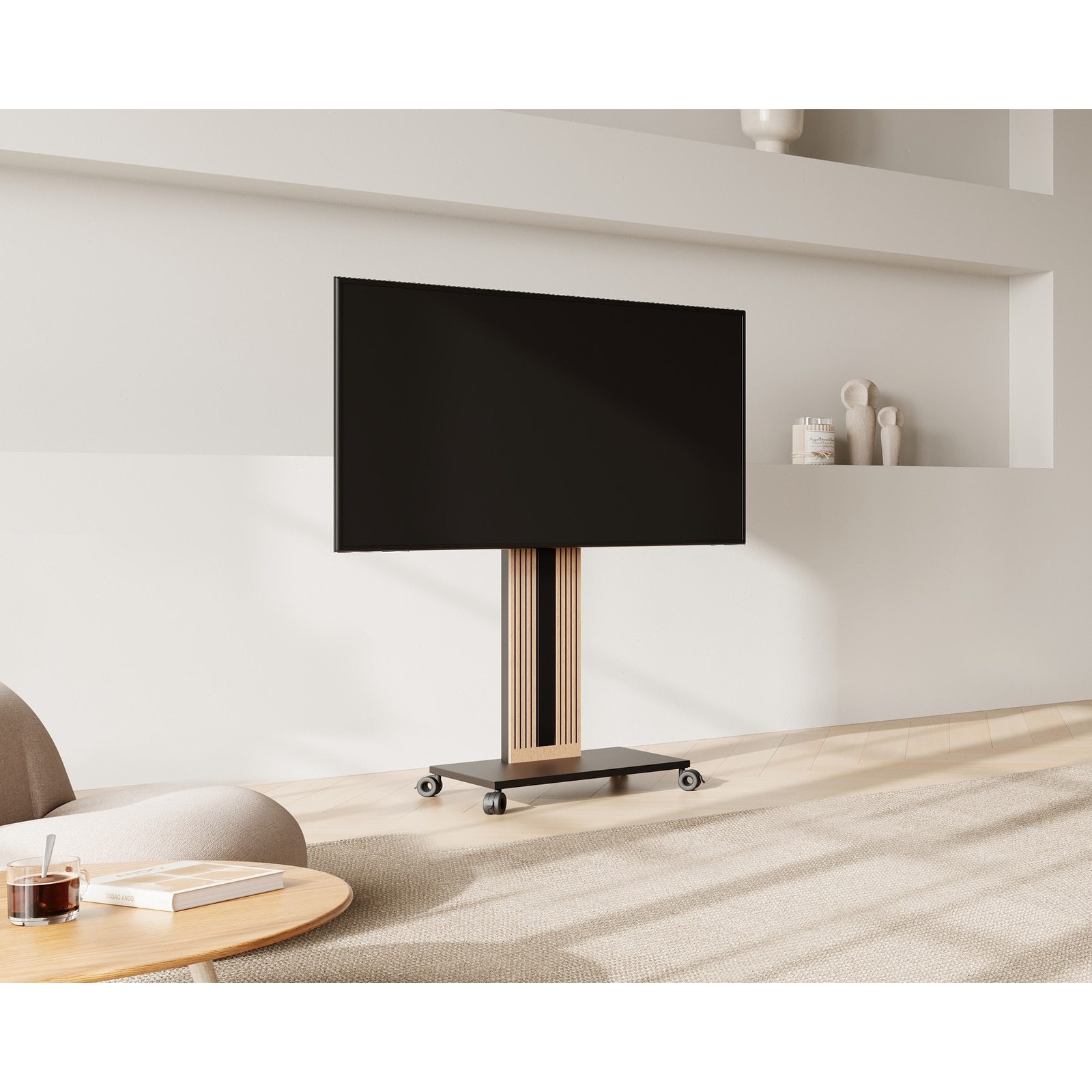 FITUEYES Zen Wood Swivel TV Stand for 32-65 in TVs