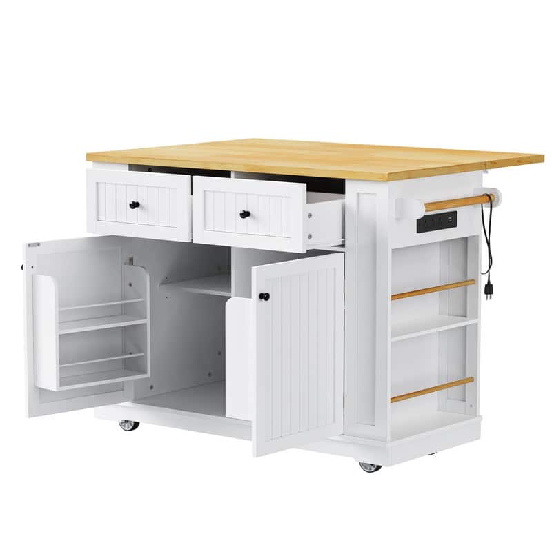 Frost 53inch Large Kitchen Island with Drop Leaf