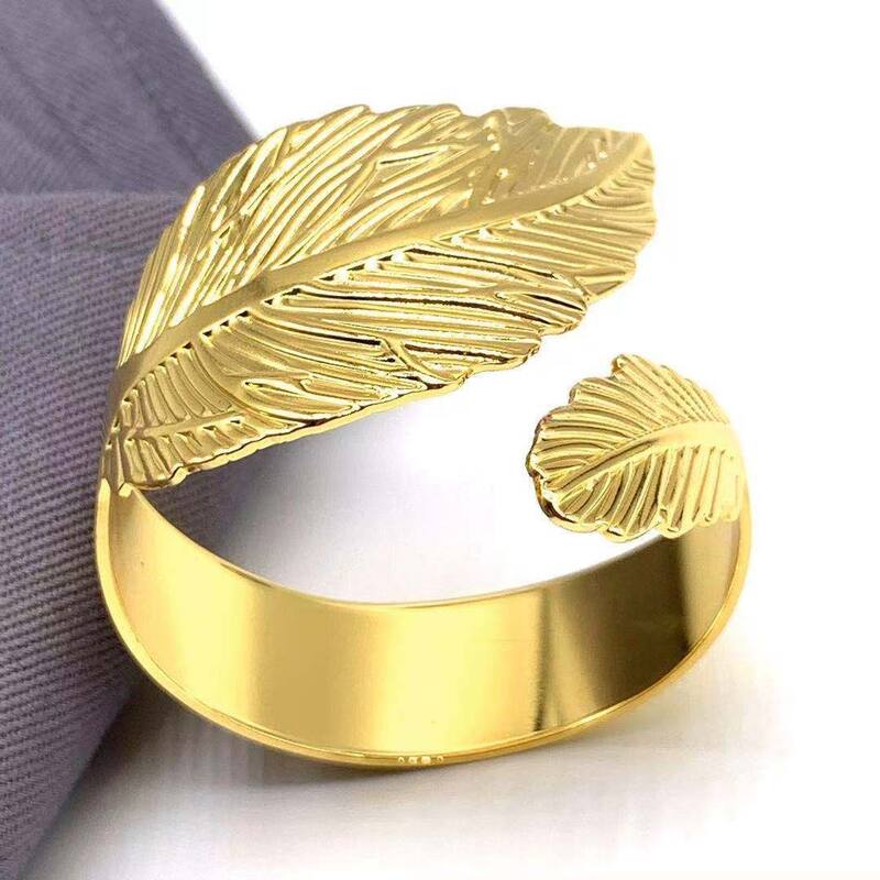 12pcs Gold Leaf Napkin Rings Set