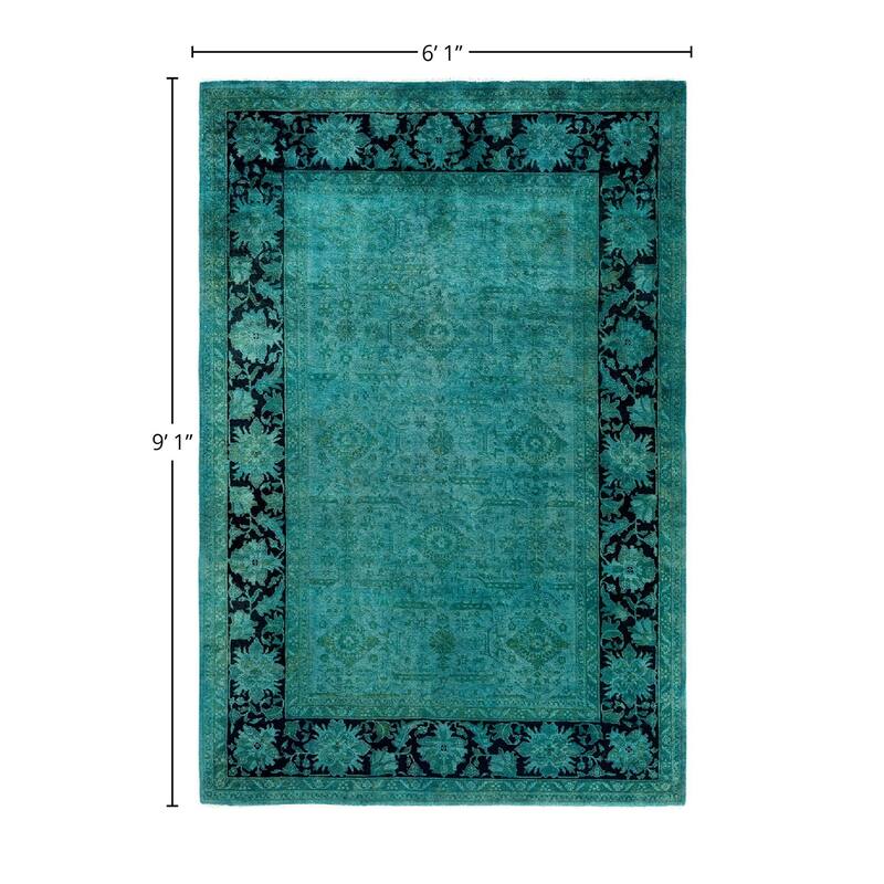Overdyed, One-of-a-Kind Hand-Knotted Area Rug - Blue - 6' 1" x 9' 1"