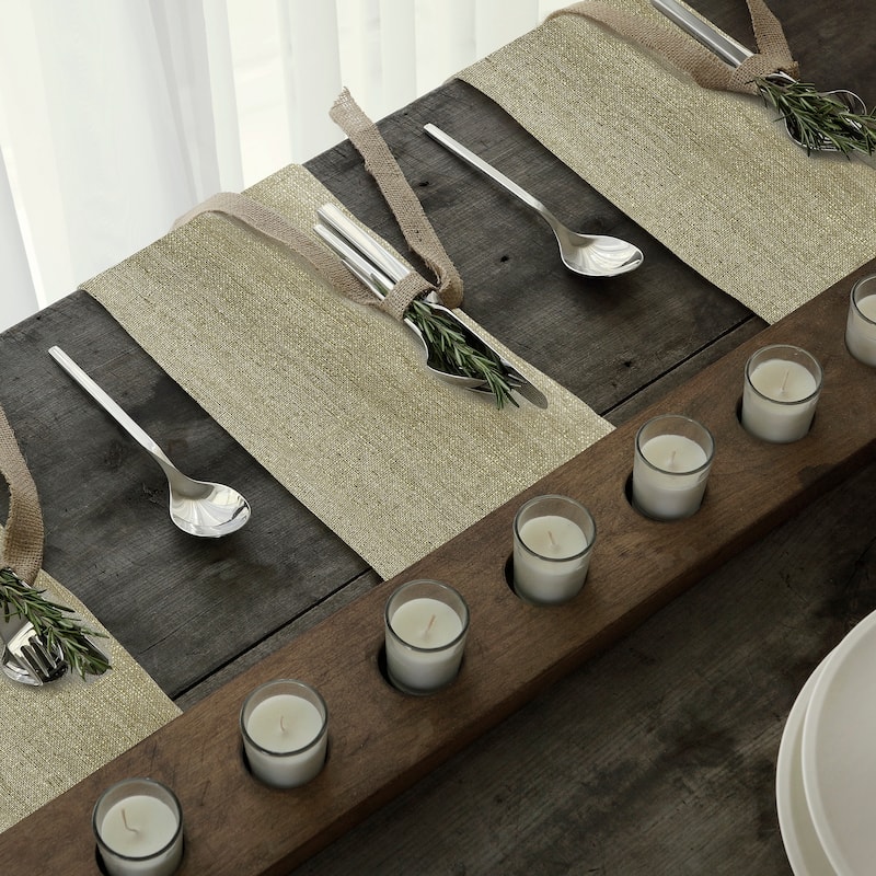 Villeroy & Boch La Classica Luxury Linen Fabric Napkin (Set of 4) - 21" x 21" - Natural/Gold