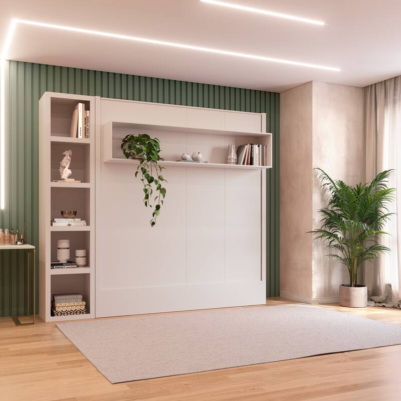Easy-Lift King Murphy Wall Bed in with Bookshelf